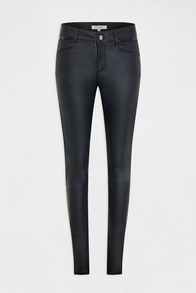 Skinny trousers with wet effect navy ladies'
