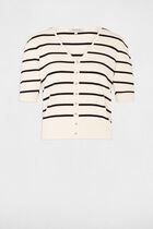 Pull manches courtes rayé ivoire femme