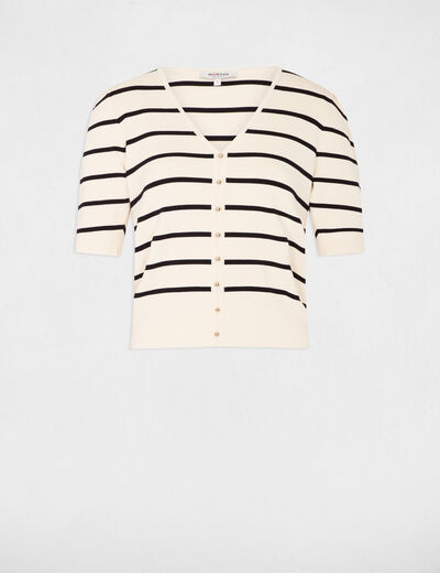 Striped jumper short-sleeves ivory women