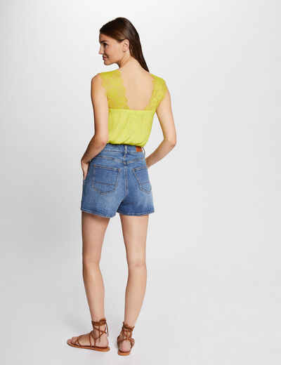 Wide-strap lace blouse medium yellow women