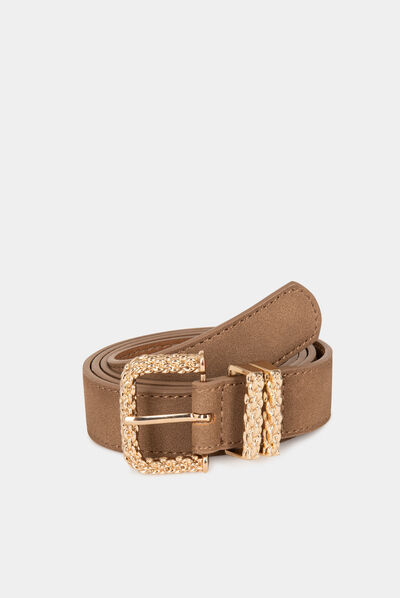 Belt with twin keepers chestnut brown ladies'