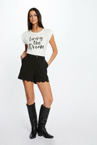 Short-sleeved t-shirt with message ecru women