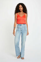 Satin top with straps bright red women