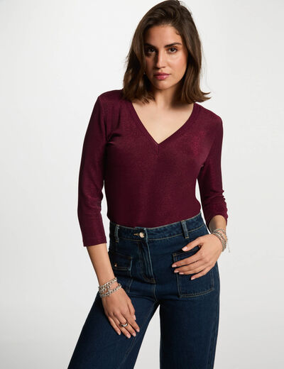 3/4-length sleeved t-shirt plum women