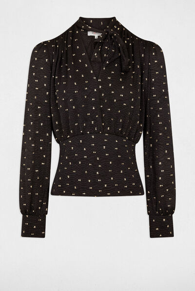 Long-sleeved t-shirt with tie neck multico ladies'