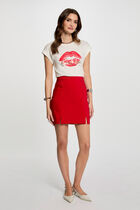 Mini skirt with buttons red women