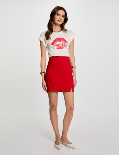 Mini skirt with buttons red women