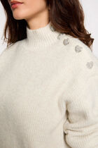 Long-sleeved jumper with buttons ivory women