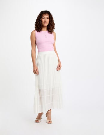 Maxi pleated A-line skirt ivory women