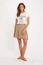 Pleated short skirt taupe women