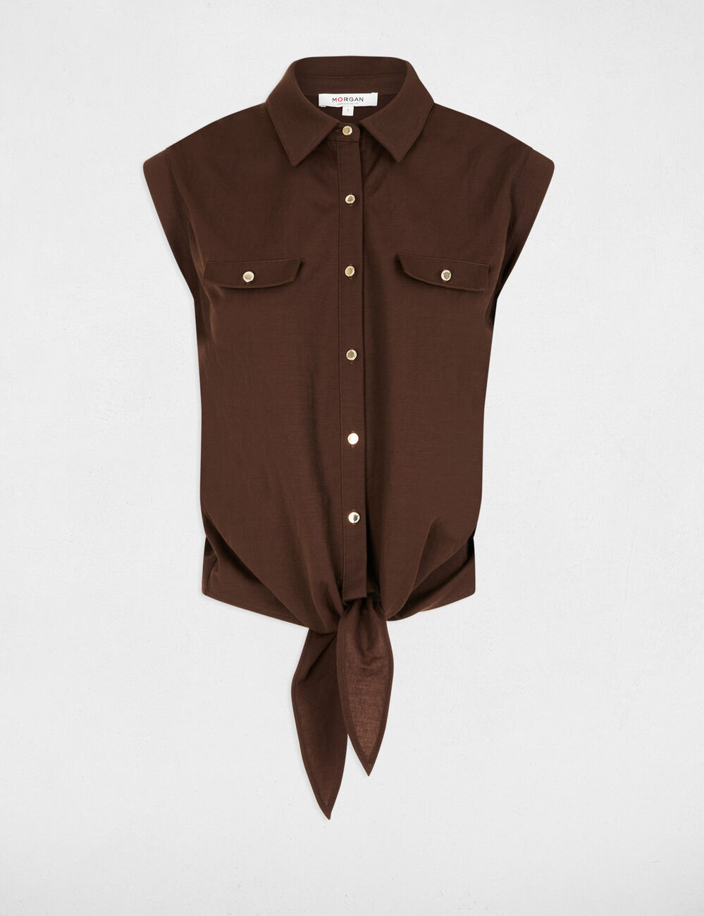 Sleeveless blouse dark brown women