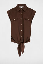Sleeveless blouse dark brown women
