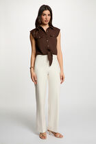 Sleeveless blouse dark brown women