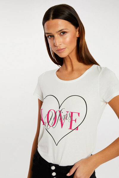 Short-sleeved t-shirt ecru ladies'