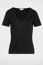 Fitted v-neck t-shirt black women