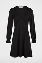 Waisted mini dress V-neck black women