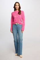 Jumper openwork and round neck pink women
