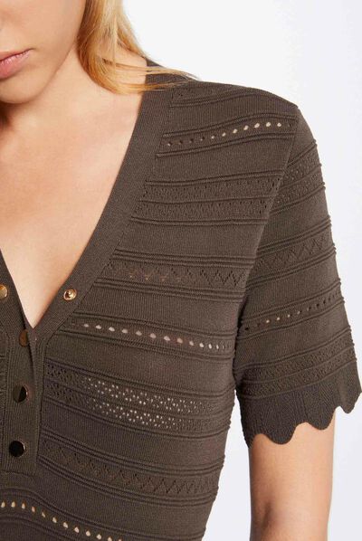 Short-sleeved jumper openwork details  ladies'