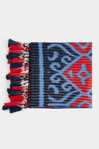 Printed scarf with pom-poms multicolor women