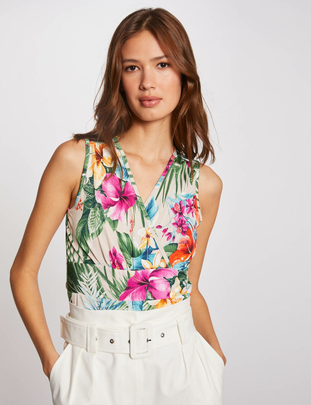 Printed vest top with wide straps multicolored women