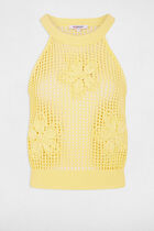 Fitted round neck tank top light yellow women
