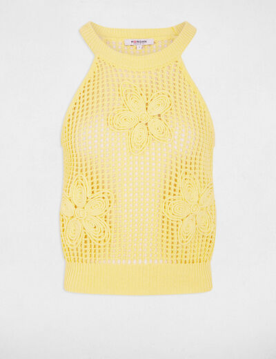 Fitted round neck tank top light yellow women