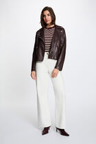 Fitted faux leather jacket bordeaux women