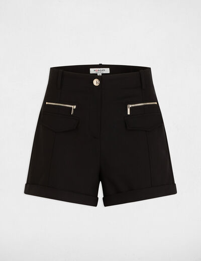 High-waisted fitted shorts black ladies'