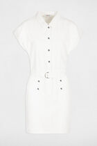 Mini fitted denim dress ecru women