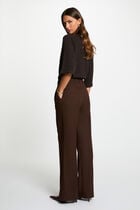High-waisted wide-leg trousers dark brown women