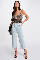 Cropped wide leg trousers bleach denim women
