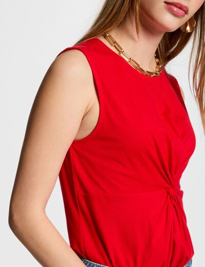 Sleeveless t-shirt red women