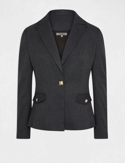 Waisted jacket with stripes anthracite grey ladies'