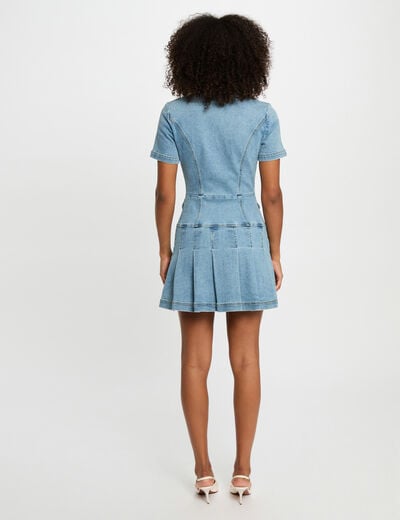 A-line mini denim dress stone wash denim women