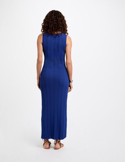 Fitted maxi knitted dress electric blue women