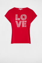 T-shirt with message red women