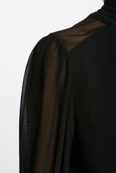 Long-sleevedt-shirt with high collar black ladies'