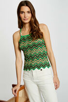 Top en maille imprimé vert femme
