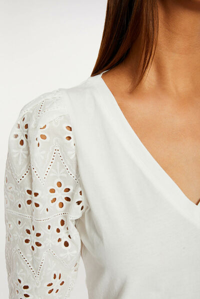 Short-sleeved t-shirt ecru ladies'