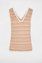 Fitted v-neck sweater beige women