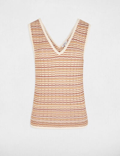 Fitted v-neck sweater beige women