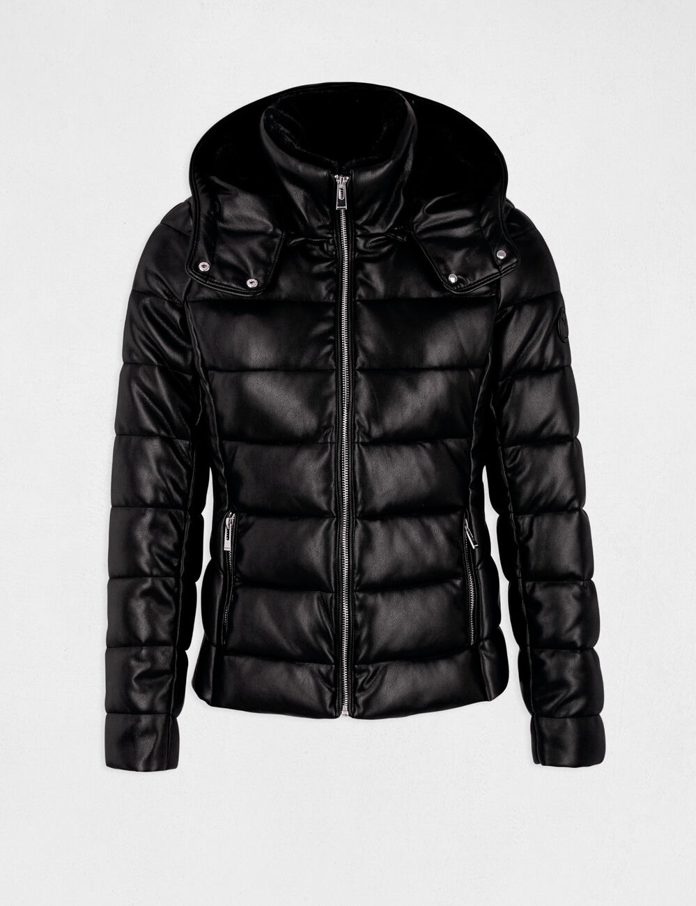 Straight padded jacket with hood black women