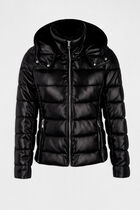Straight padded jacket with hood black women