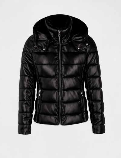 Straight padded jacket with hood black women
