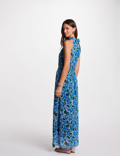 Printed flared long dress multicolor women