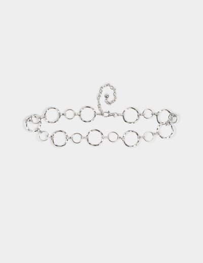 Belt with metal rings silver color women