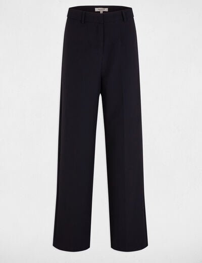 Straight trousers with darts navy blue women