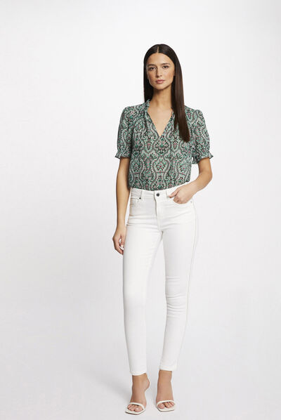 Slim jeans with jewelled strips ecru ladies'