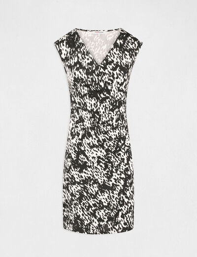 Fitted dress with abstract print black ladies'