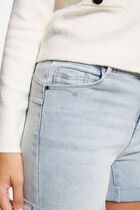 Straight denim shorts bleach denim women